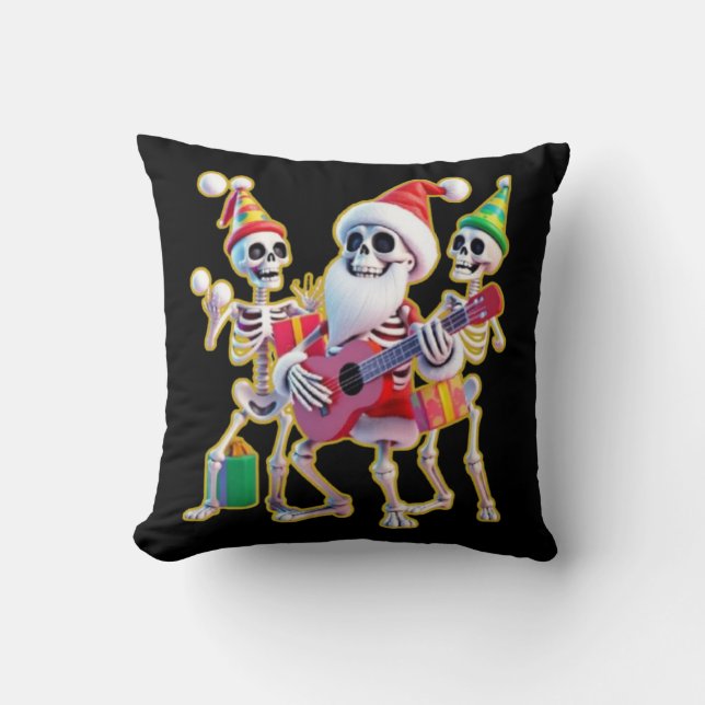 **Skeleton 3D Christm Santa Party – Funnyas Skelet Cushion (Front)