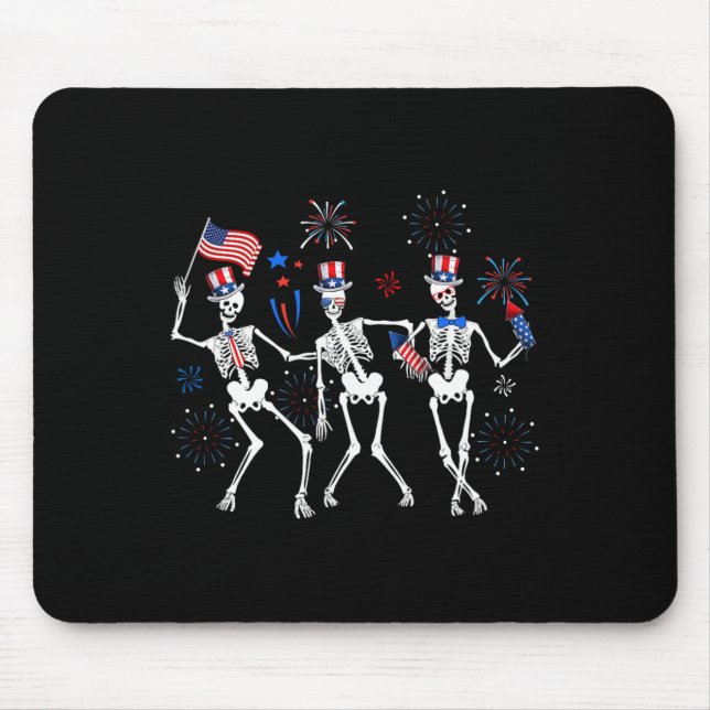 Skeleton 4th Of July American Flag Skellies  Mouse Mat (Front)