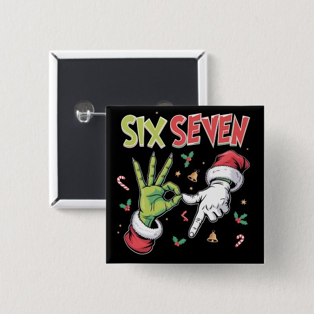 Skeleton 6 7 Christmas Six Seven Meme Xmas 15 Cm Square Badge (Front & Back)