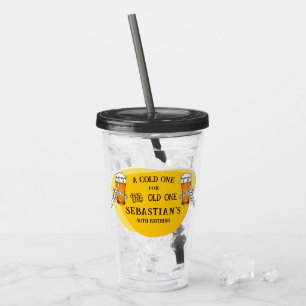 Skeleton A Cold One For The Old One Beer Birthday Acrylic Tumbler