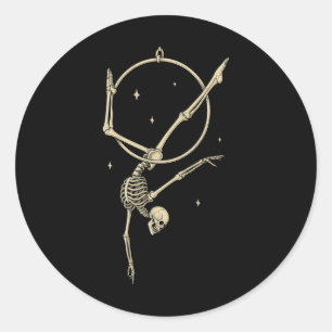 Skeleton Aerial Hoop Silk Aerialist Funny Circus A Classic Round Sticker