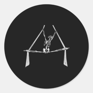 Skeleton Aerial Silks Dancing Acrobatics Halloween Classic Round Sticker