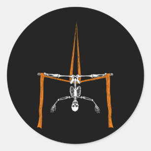 Skeleton Aerialist - Halloween Aerial Silks Circus Classic Round Sticker