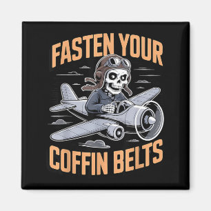 Skeleton Airline Pilot Halloween Funny Spooky Magnet
