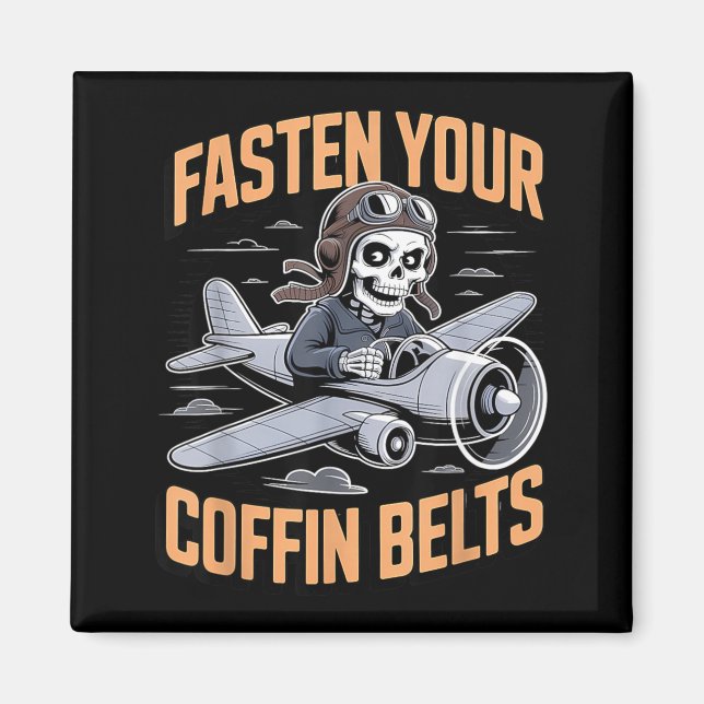 Skeleton Airline Pilot Halloween Funny Spooky Magnet (Front)