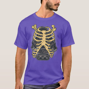 Skeleton And Car Engine Machine Bones T-Shirt