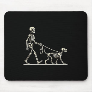 Skeleton And Dog Lazy Halloween Costume Funny Skul Mouse Mat