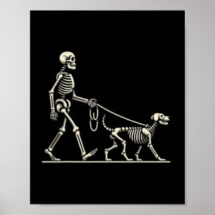 Skeleton And Dog Lazy Halloween Costume Funny Skul Poster