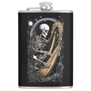 Skeleton and Harp I Hip Flask