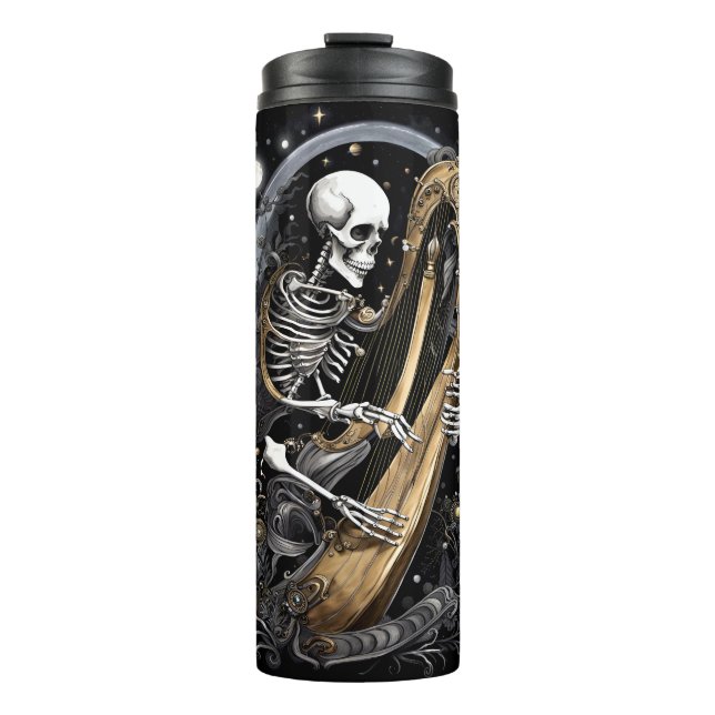 Skeleton and Harp I Thermal Tumbler (Front)