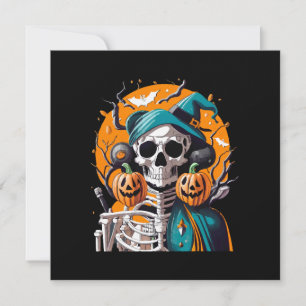 Skeleton and pumpkin invitation