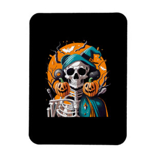 Skeleton and pumpkin magnet