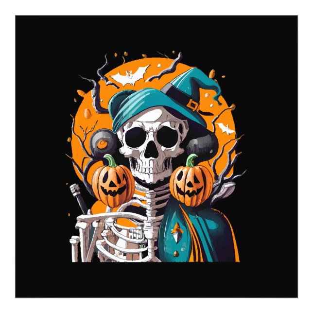 Skeleton and pumpkin photo print (Front)