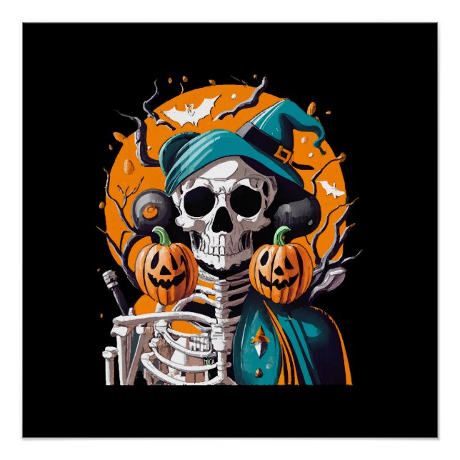 Skeleton and pumpkin poster (Front)