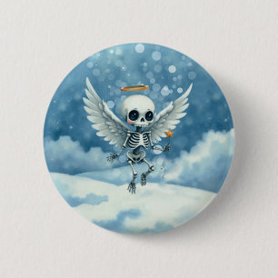 Skeleton Angel – The Sweet Side of the Afterlife. 6 Cm Round Badge
