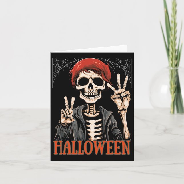Skeleton Apocalypse Night In The Halloween Funny  Card (Front)