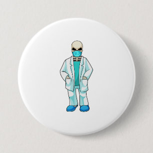 Skeleton as Doctor with Face mask 7.5 Cm Round Badge