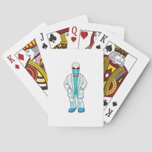 Skeleton as Doctor with Face mask Playing Cards