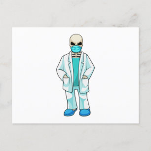 Skeleton as Doctor with Face mask Postcard