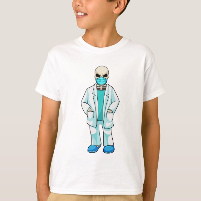 Skeleton as Doctor with Face mask T-Shirt (Front)