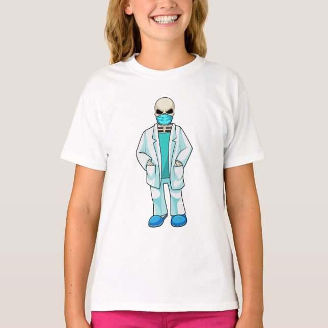 Skeleton as Doctor with Face mask T-Shirt (Front)