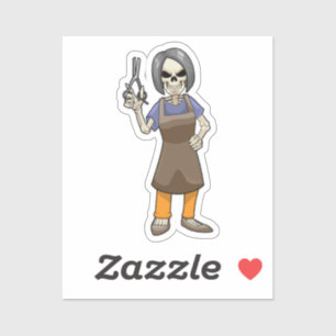 Skeleton as Hairdresser with Scissors