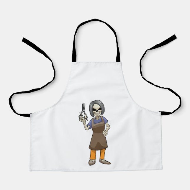 Skeleton as Hairdresser with Scissors Apron (Front)