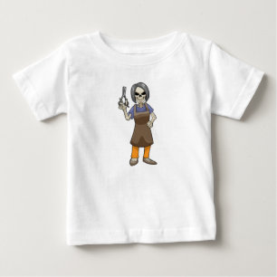 Skeleton as Hairdresser with Scissors Baby T-Shirt