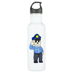 Skeleton as Police officer with Police hat 710 Ml Water Bottle