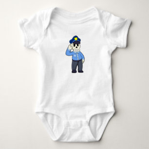 Skeleton as Police officer with Police hat Baby Bodysuit