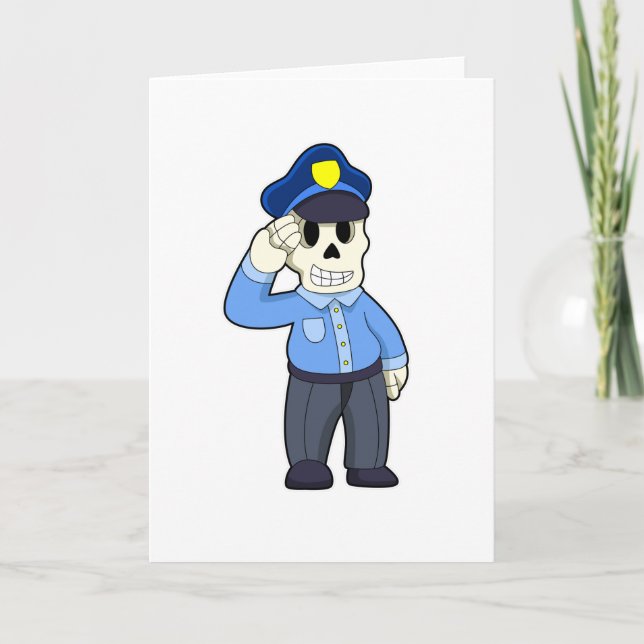 Skeleton as Police officer with Police hat Card (Front)