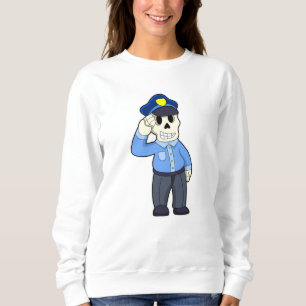 Skeleton as Police officer with Police hat Sweatshirt