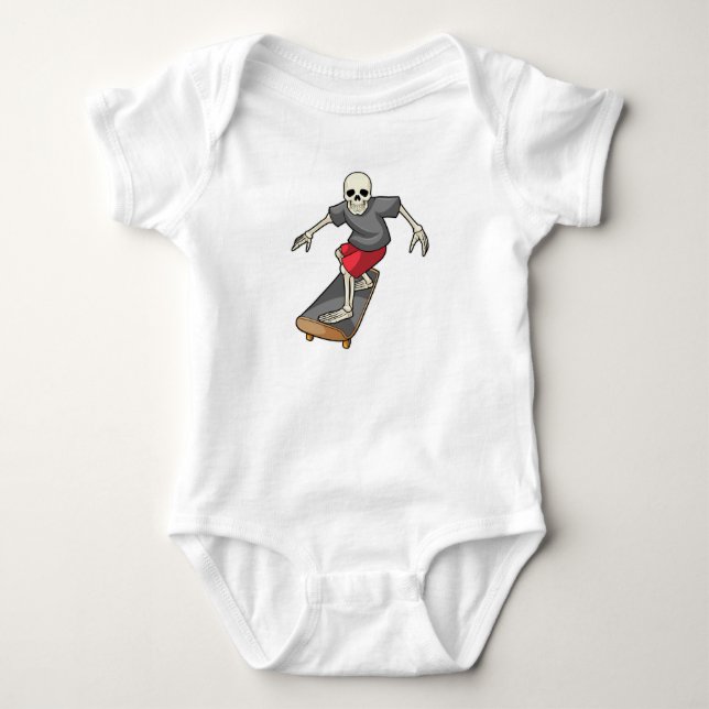Skeleton as Skater with Skateboard Baby Bodysuit (Front)