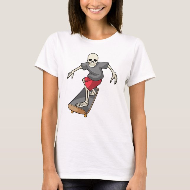 Skeleton as Skater with Skateboard T-Shirt (Front)