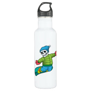 Skeleton as Snowboarder with Snowboard 710 Ml Water Bottle
