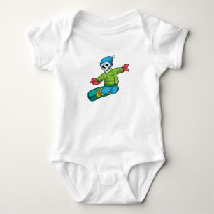 Skeleton as Snowboarder with Snowboard Baby Bodysuit