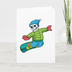 Skeleton as Snowboarder with Snowboard Card