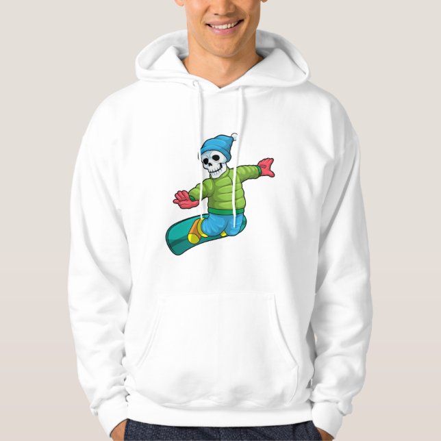 Skeleton as Snowboarder with Snowboard Hoodie (Front)