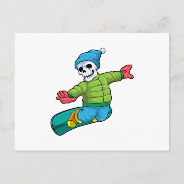 Skeleton as Snowboarder with Snowboard Postcard (Front)