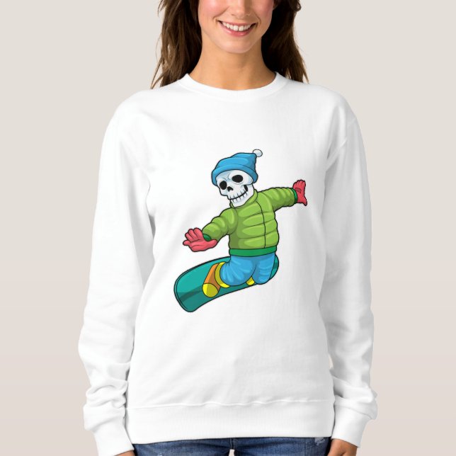 Skeleton as Snowboarder with Snowboard Sweatshirt (Front)