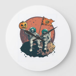 Skeleton Astronaut Crew Large Clock
