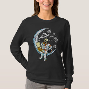 Skeleton Astronaut Eating Pizza on the Moon T-Shirt