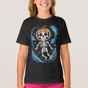 skeleton astronaut wears a pumpkin T-Shirt