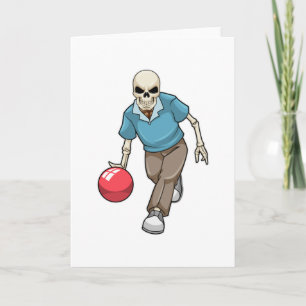 Skeleton at Bowling with Bowling ball Card