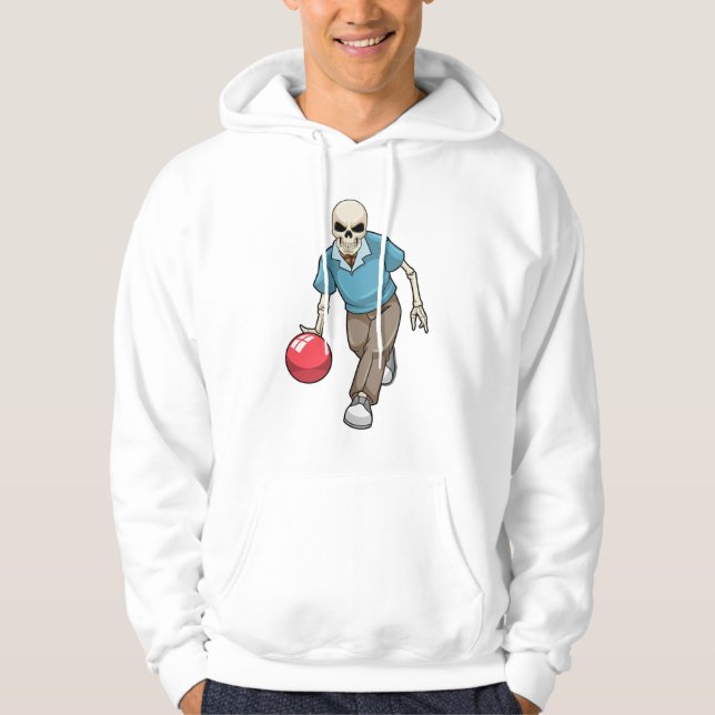 Skeleton at Bowling with Bowling ball Hoodie (Front)