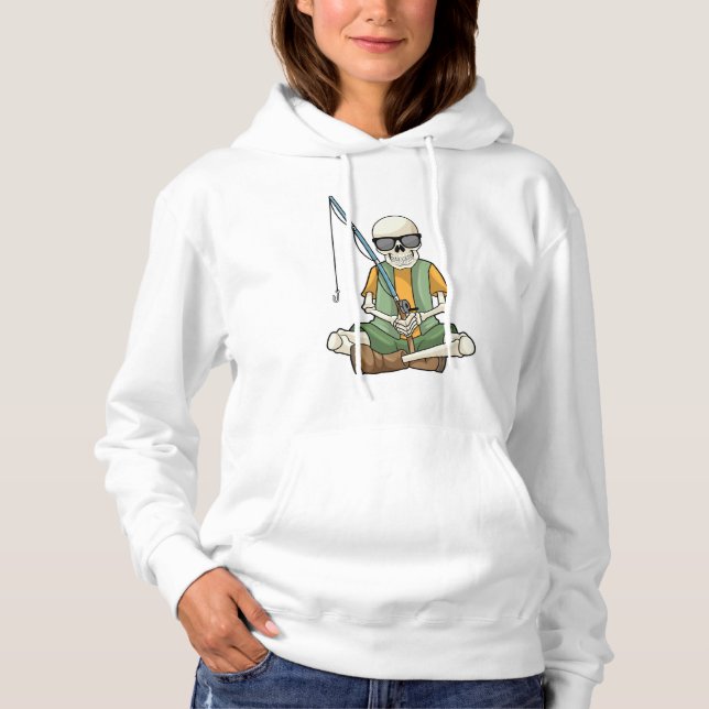 Skeleton at Fishing with Fishing rod Hoodie (Front)
