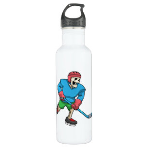 Skeleton at Ice hockey with Ice hockey stick 710 Ml Water Bottle