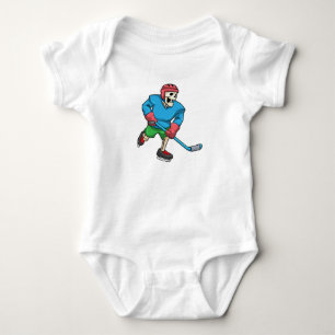 Skeleton at Ice hockey with Ice hockey stick Baby Bodysuit