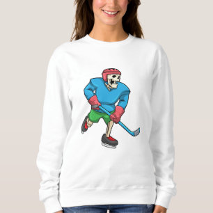 Skeleton at Ice hockey with Ice hockey stick Sweatshirt