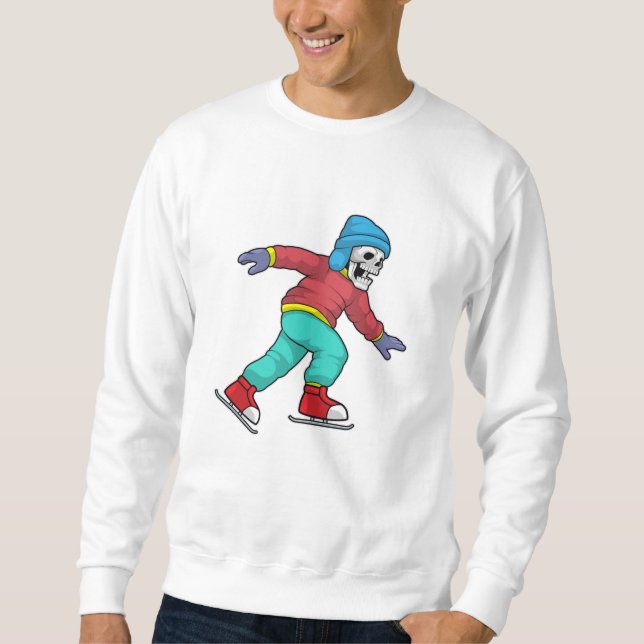 Skeleton at Ice skating with Ice skates Sweatshirt (Front)